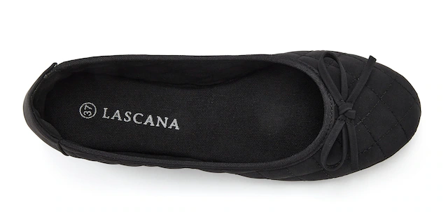 LASCANA Ballerina »Slipper, Schlüpfschuh, Freizeitschuh, Slip-On-Sneaker,« mit eleganter Schleifenapplikation VEGAN