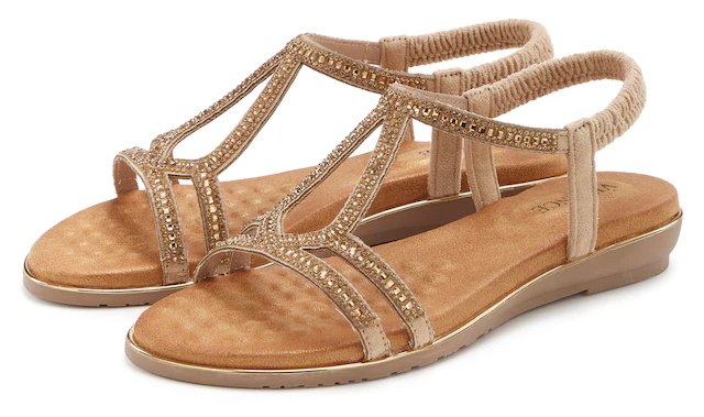 Vivance Sandale »Sandalette, Sommerschuh,« mit eleganter Glitzer-Verzierung und elastischen Riemchen