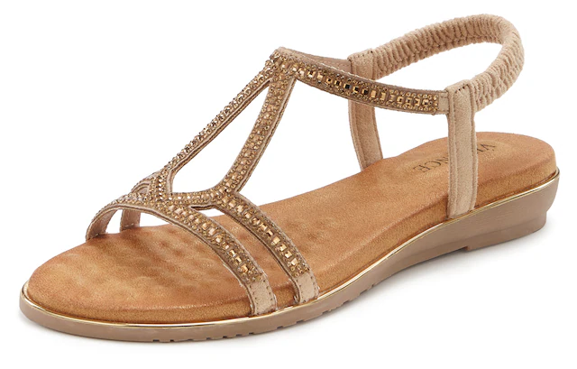 Vivance Sandale »Sandalette, Sommerschuh,« mit eleganter Glitzer-Verzierung und elastischen Riemchen