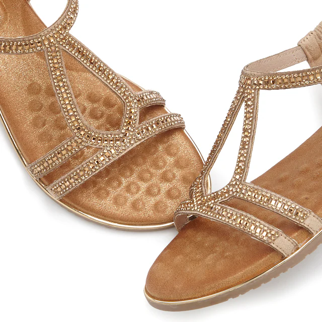 Vivance Sandale »Sandalette, Sommerschuh,« mit eleganter Glitzer-Verzierung und elastischen Riemchen