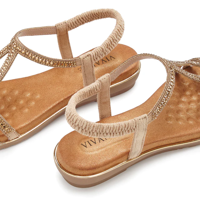 Vivance Sandale »Sandalette, Sommerschuh,« mit eleganter Glitzer-Verzierung und elastischen Riemchen