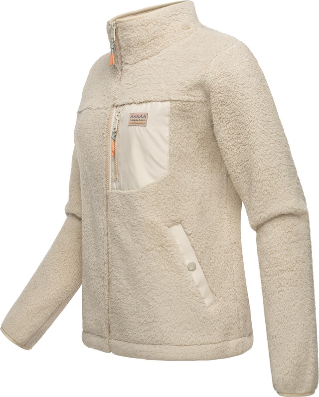 Ragwear Plüschjacke »Alaris« ohne Kapuze Kuschelige Fleecejacke mit Brusttasche