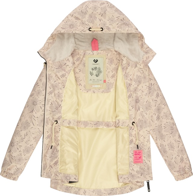 Ragwear Outdoorjacke »Dankka Spring« mit Kapuze Wasserdichte Damen Jacke mit floralem Allover-Print
