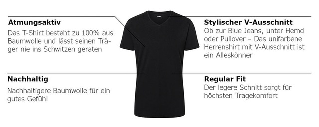 Camano T-Shirt »comfort« mit V-Ausschnitt