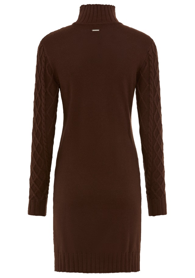 Laura Scott Strickkleid mit Zopfstrickmuster und Stehkragen