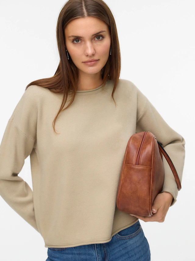 Vero Moda Strickpullover »VMGOLD ROLL LS O-NECK PULLOVER GA« Viskosemischung, regular fit