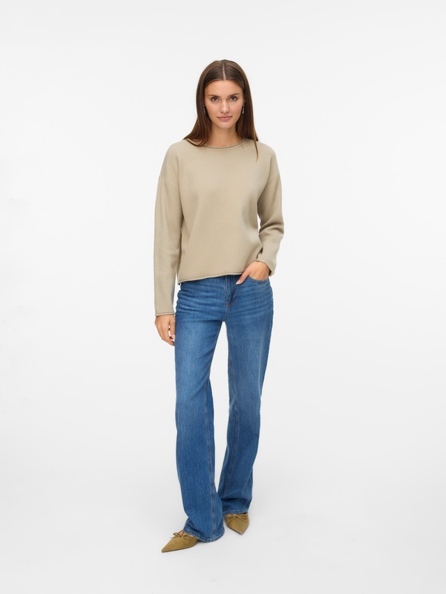 Vero Moda Strickpullover »VMGOLD ROLL LS O-NECK PULLOVER GA« Viskosemischung, regular fit