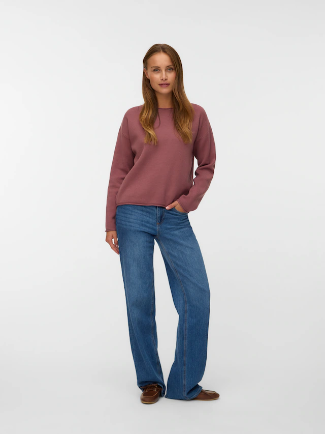 Vero Moda Strickpullover »VMGOLD ROLL LS O-NECK PULLOVER GA« Viskosemischung, regular fit
