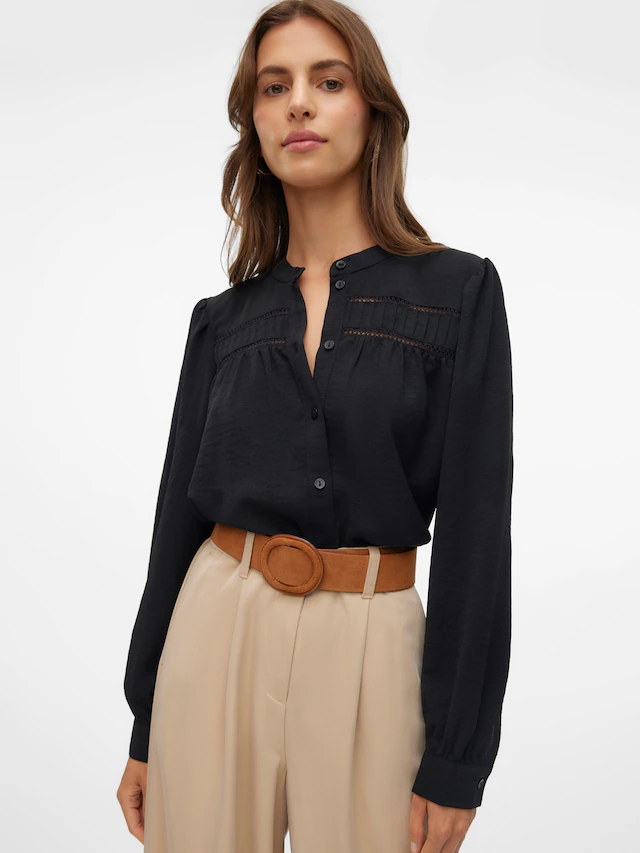 Vero Moda Langarmbluse »VMEMMA LS LACE SHIRT WVN GA NOOS« Polyester, loose fit