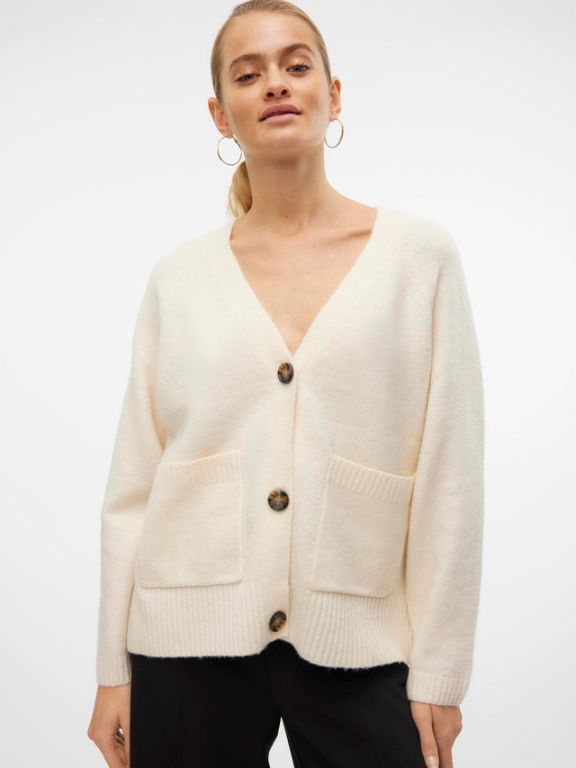 Vero Moda Strickjacke »VMBOOM LS V-NECK BUTTON CARDIGAN GA NOOS« Materialmix, loose fit