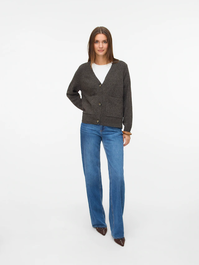Vero Moda Strickjacke »VMBOOM LS V-NECK BUTTON CARDIGAN GA NOOS« Materialmix, loose fit