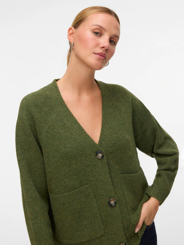 Vero Moda Strickjacke »VMBOOM LS V-NECK BUTTON CARDIGAN GA NOOS« Materialmix, loose fit