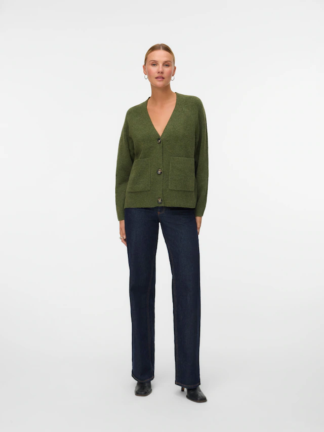 Vero Moda Strickjacke »VMBOOM LS V-NECK BUTTON CARDIGAN GA NOOS« Materialmix, loose fit