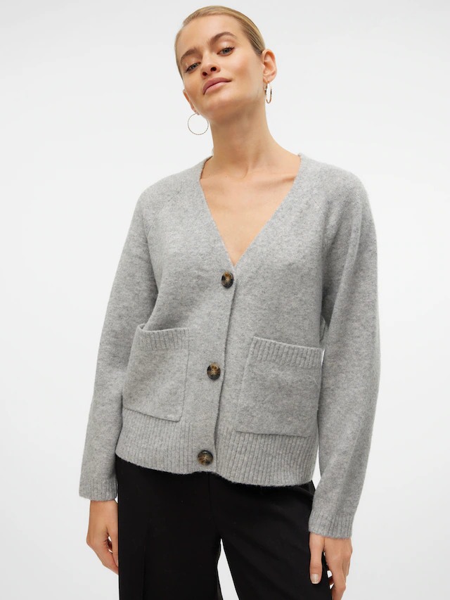 Vero Moda Strickjacke »VMBOOM LS V-NECK BUTTON CARDIGAN GA NOOS« Materialmix, loose fit
