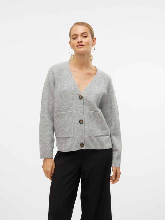 Vero Moda Strickjacke »VMBOOM LS V-NECK BUTTON CARDIGAN GA NOOS« Materialmix, loose fit