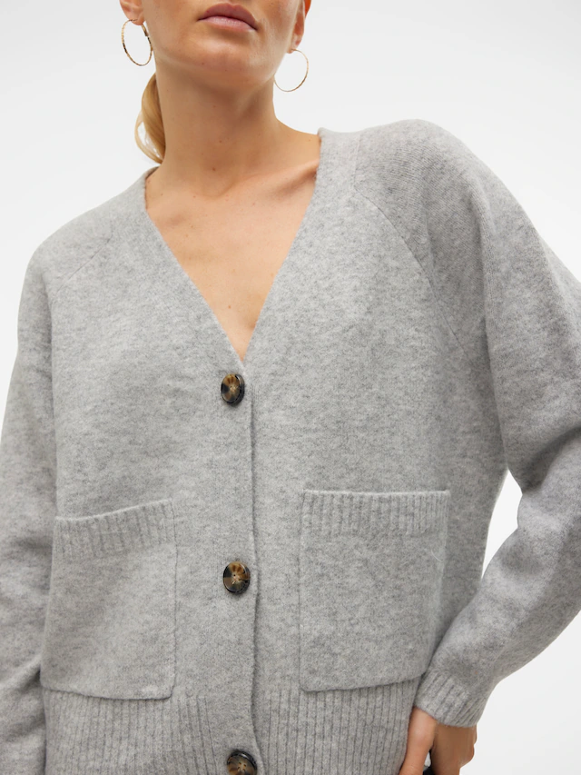 Vero Moda Strickjacke »VMBOOM LS V-NECK BUTTON CARDIGAN GA NOOS« Materialmix, loose fit