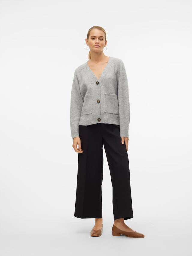 Vero Moda Strickjacke »VMBOOM LS V-NECK BUTTON CARDIGAN GA NOOS« Materialmix, loose fit