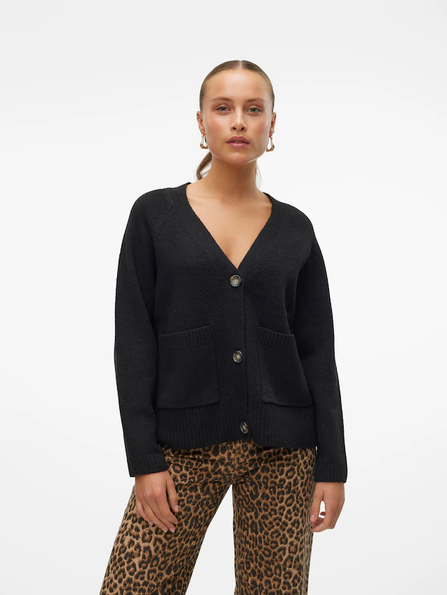 Vero Moda Strickjacke »VMBOOM LS V-NECK BUTTON CARDIGAN GA NOOS« Materialmix, loose fit