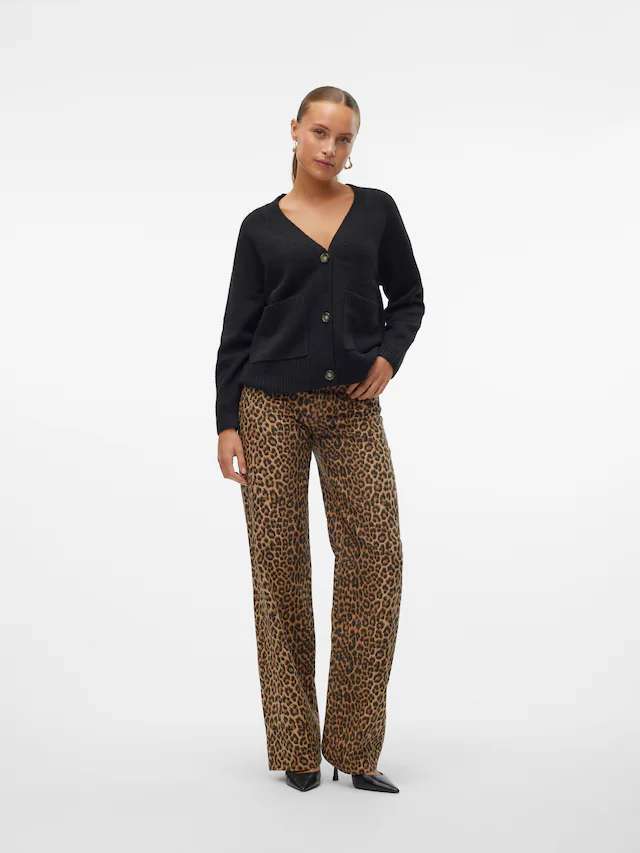 Vero Moda Strickjacke »VMBOOM LS V-NECK BUTTON CARDIGAN GA NOOS« Materialmix, loose fit