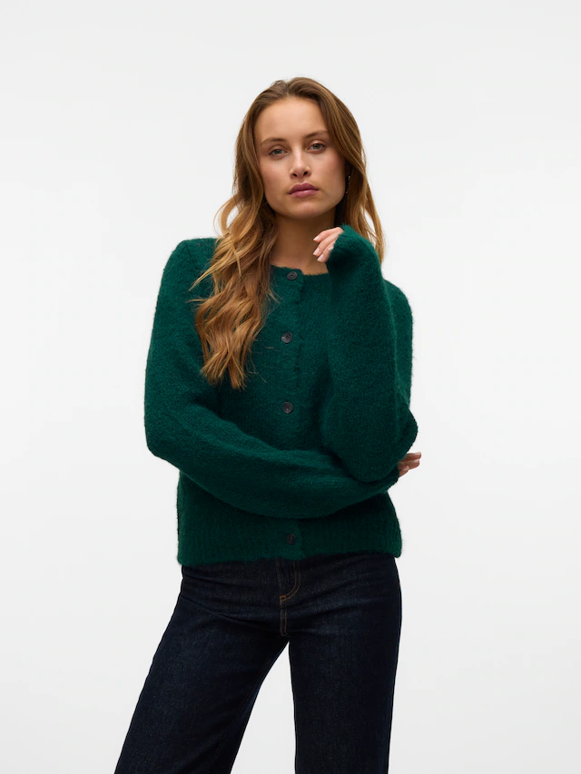 Vero Moda Strickjacke »VMNOVAH LS O-NECK BUTTON CARDI GA NOOS« Materialmix, regular fit