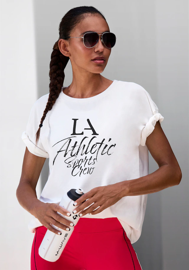 LASCANA ACTIVE T-Shirt im Oversize-Schnitt mit sportlichem Schriftzug