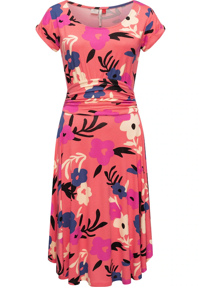 Ragwear Sommerkleid »Yvone Flowers« Ohne Taschen Leichtes Jersey-Kleid mit Taillengürtel