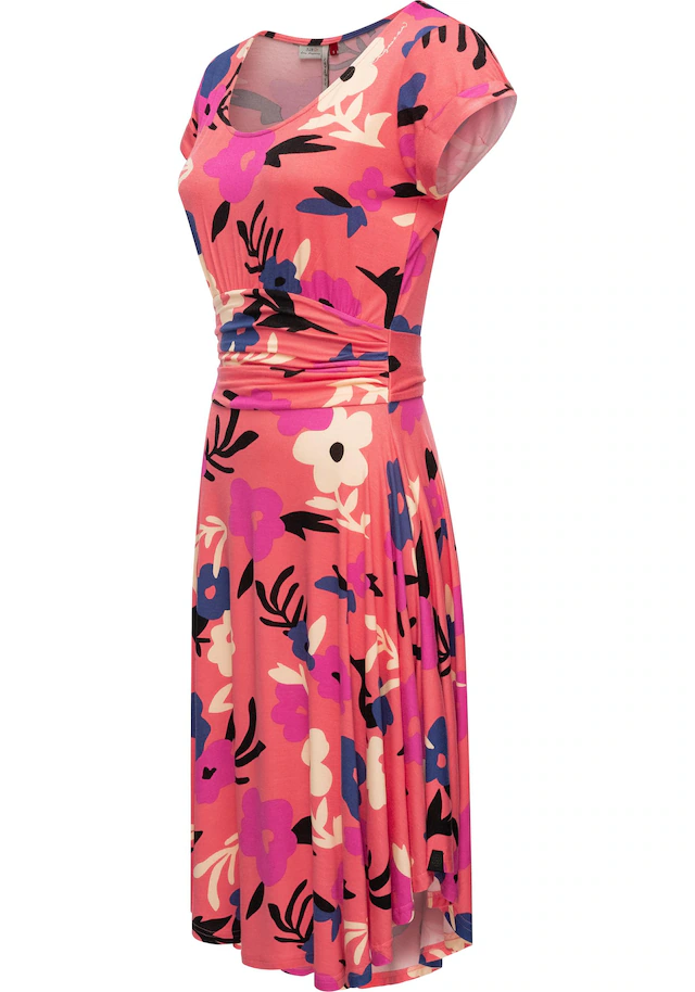 Ragwear Sommerkleid »Yvone Flowers« Ohne Taschen Leichtes Jersey-Kleid mit Taillengürtel