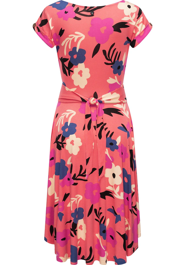 Ragwear Sommerkleid »Yvone Flowers« Ohne Taschen Leichtes Jersey-Kleid mit Taillengürtel