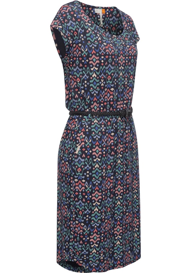 Ragwear Shirtkleid »Lilithe Ikat« Eingrifftaschen stylisches Damen Sommerkleid mit Taillengürtel