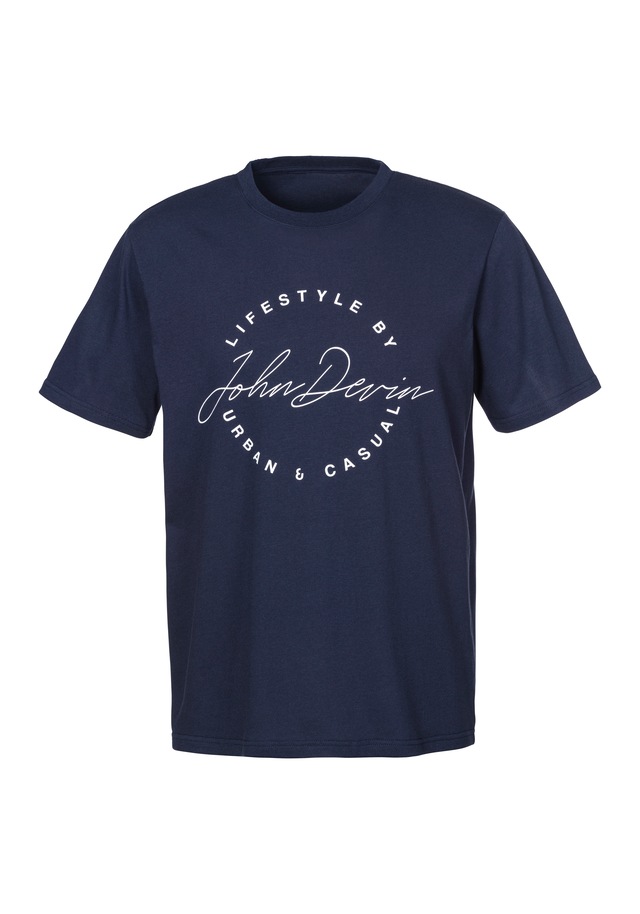 John Devin T-Shirt Rundhalsshirt mit Print aus reiner Baumwolle