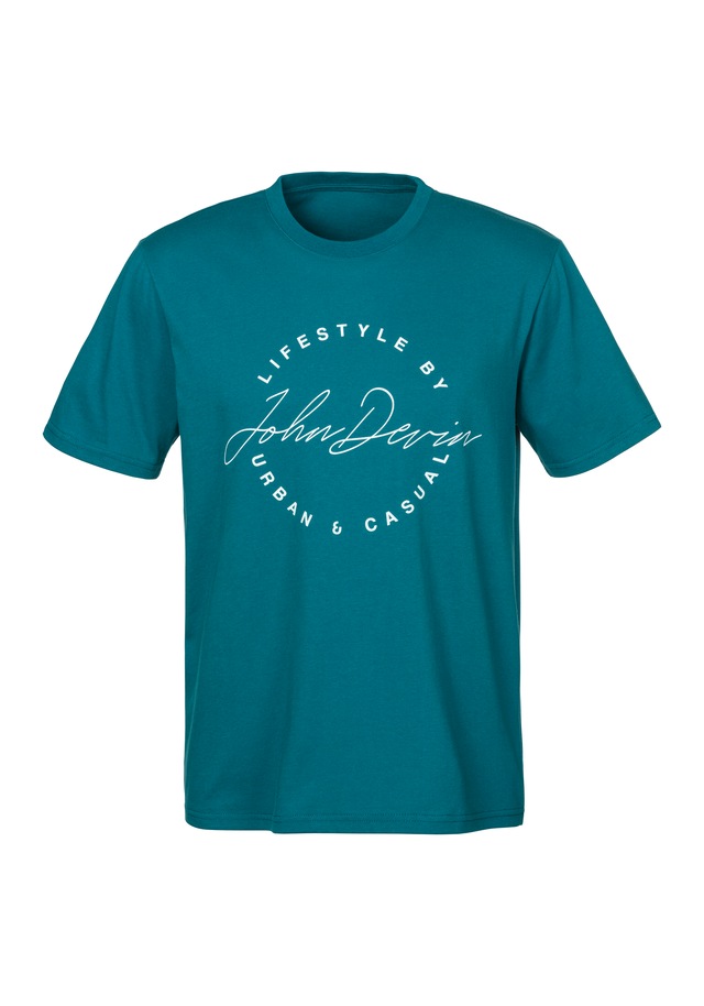 John Devin T-Shirt Rundhalsshirt mit Print aus reiner Baumwolle