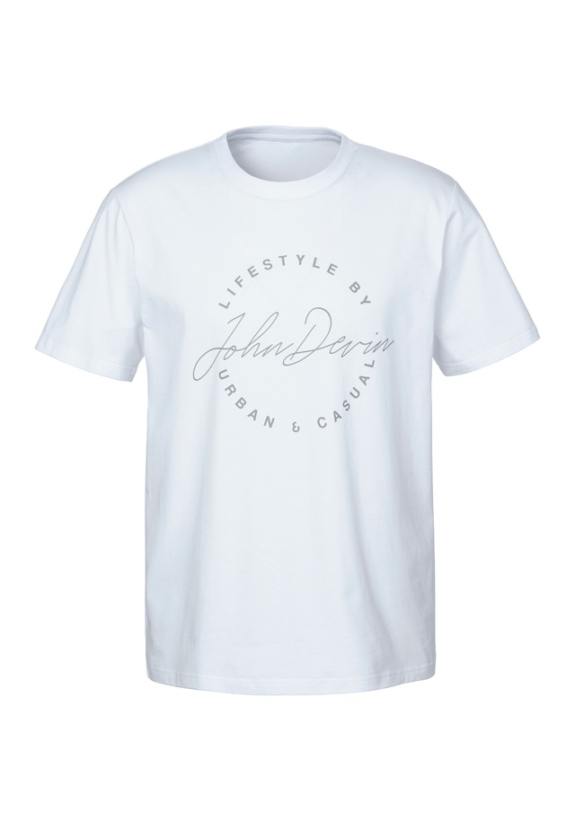 John Devin T-Shirt Rundhalsshirt mit Print aus reiner Baumwolle