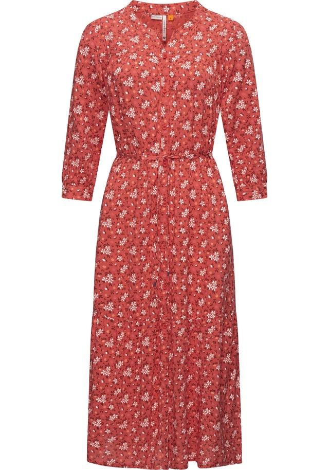Ragwear Maxikleid »Meve« Ohne Taschen Leichtes Langarmkleid mit Blumenmuster