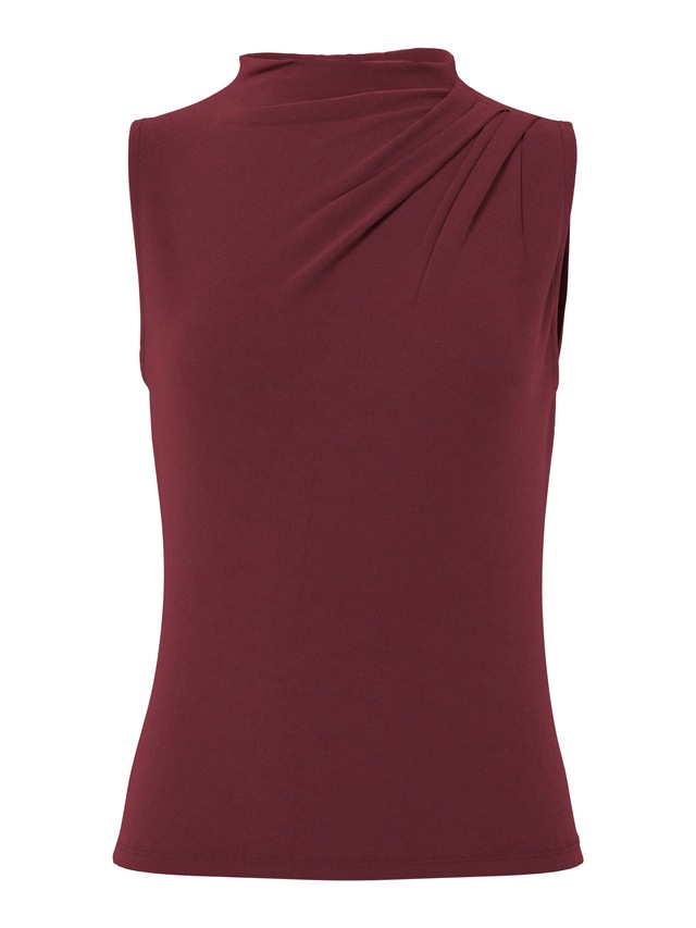 pieces Stehkragenshirt »PCMADISON SL DRAPED TOP NOOS BC« Materialmix, slim fit