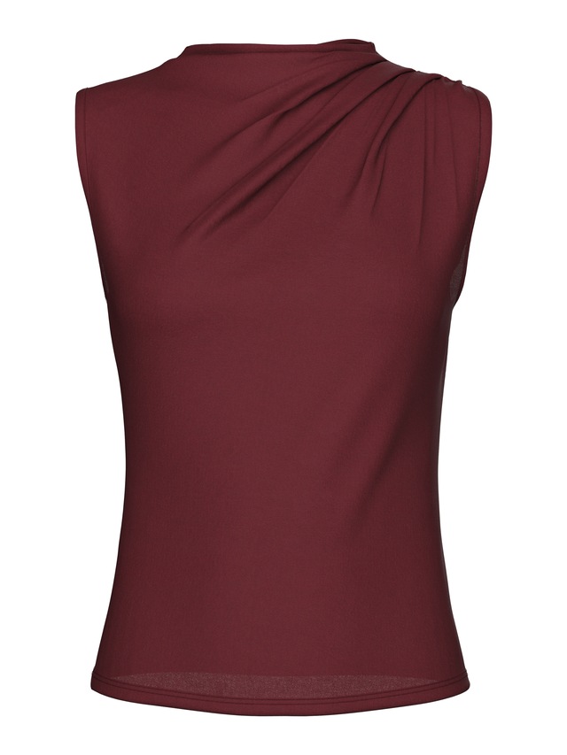 pieces Stehkragenshirt »PCMADISON SL DRAPED TOP NOOS BC« Materialmix, slim fit