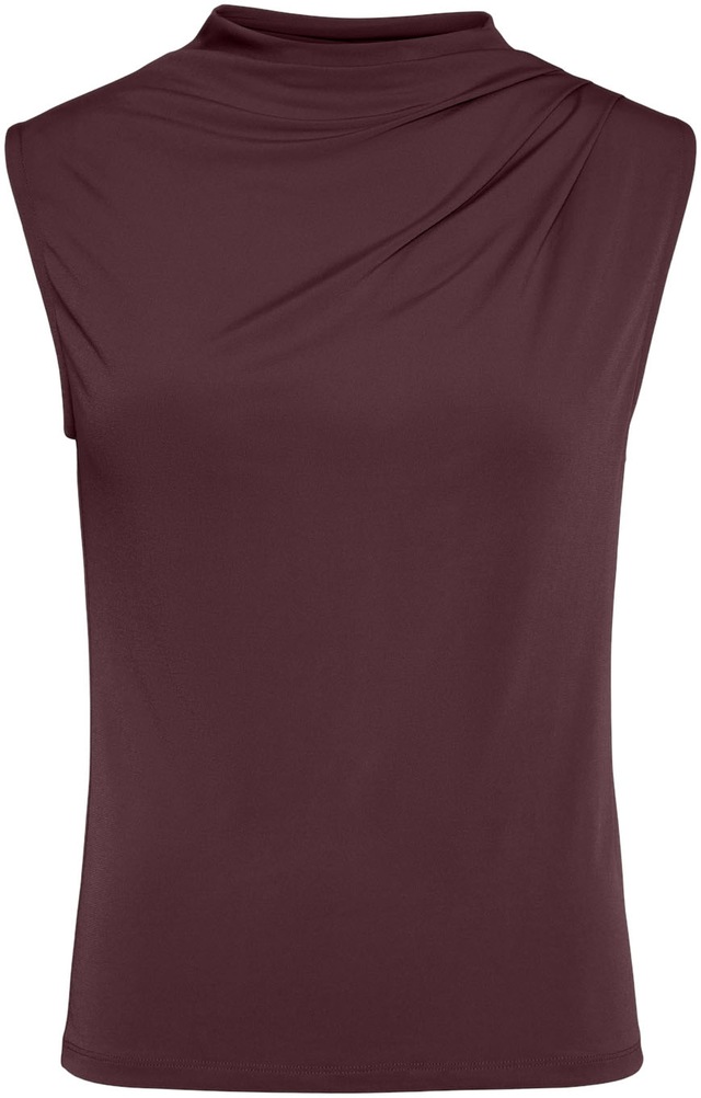 pieces Stehkragenshirt »PCMADISON SL DRAPED TOP NOOS BC« Materialmix, slim fit