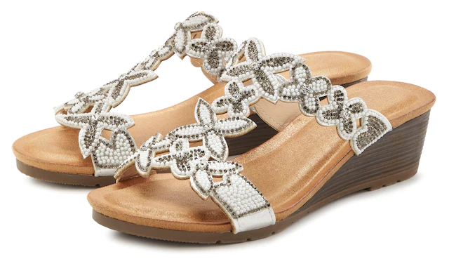 Vivance Pantolette »Mule, Sommerschuh, Sandale,« mit Keilabsatz und modischen Glitzerdetails