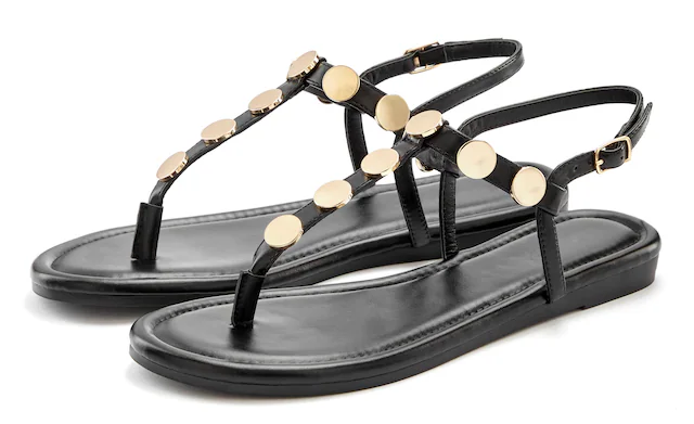 Vivance Sandale »Sommerschuh, offener Schuh, Sandalette,« mit goldfarbenen Schmuckelementen VEGAN