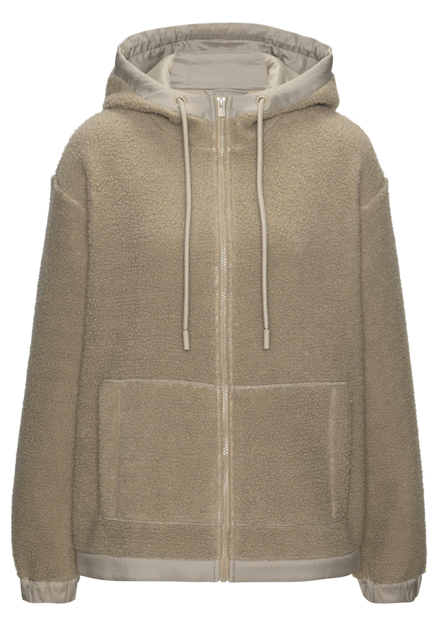 Elbsand Fleecejacke mit Kapuze Übergangsjacke aus Teddy-Fleece mit verstellbarer Kapuze