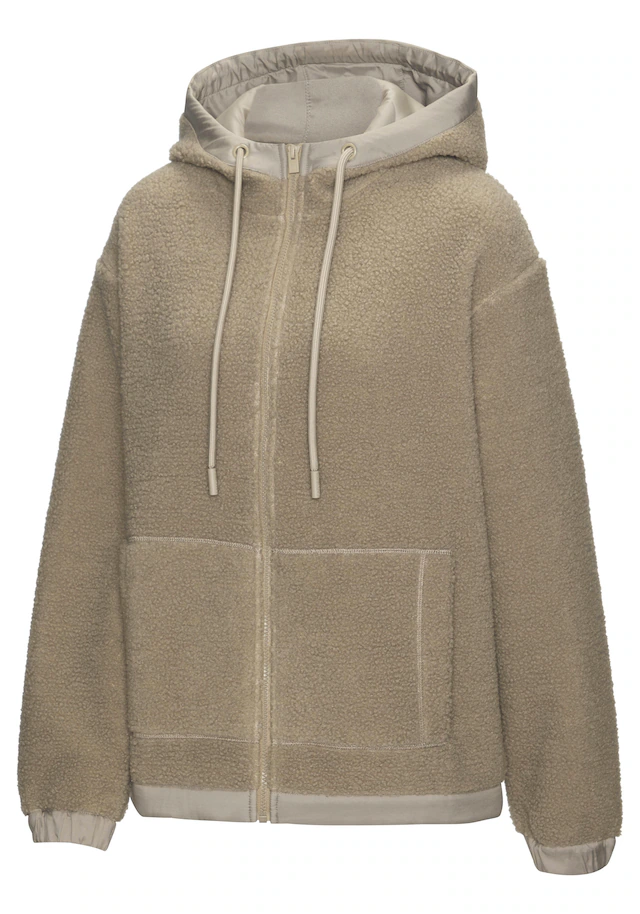 Elbsand Fleecejacke mit Kapuze Übergangsjacke aus Teddy-Fleece mit verstellbarer Kapuze