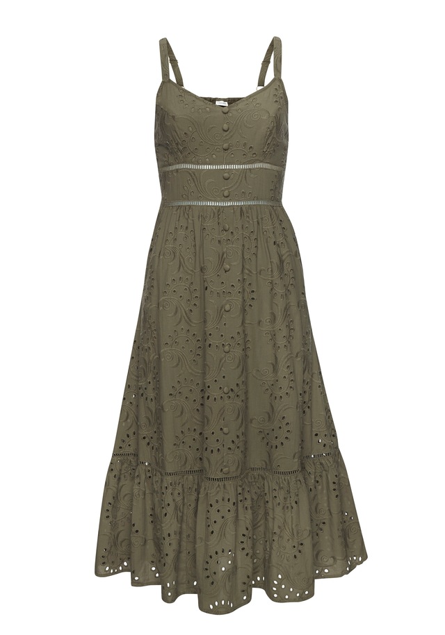 LASCANA Midikleid mit sommerlicher Lochstickerei