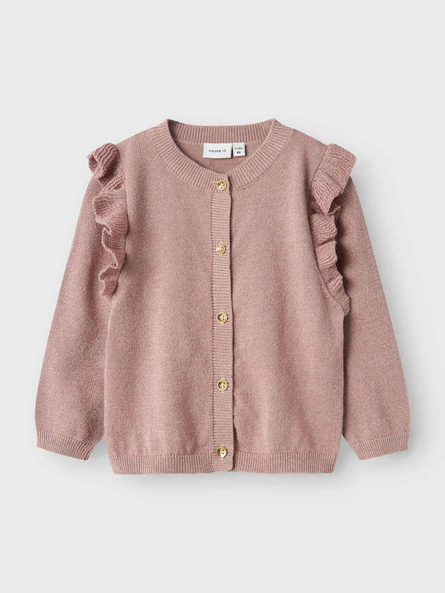 Name It Strickjacke »NMFABINNE LS KNIT CARD NOOS« mit süßer Rüsche an den Schultern