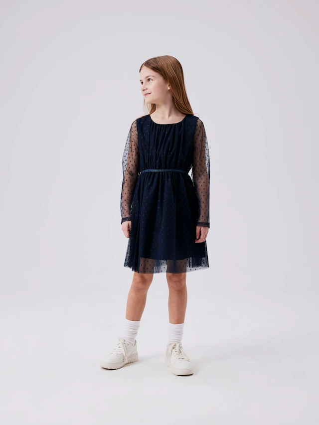 Name It Minikleid »NKFVABOS LS DRESS NOOS« elastische Taille, Glitzer - Effekt