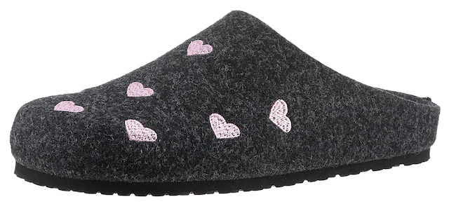 Aniston SHOES Clog Hausschuh, Homeslipper mit Herzchen-Stickerei