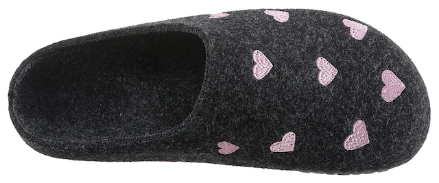 Aniston SHOES Clog Hausschuh, Homeslipper mit Herzchen-Stickerei