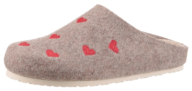 Aniston SHOES Clog Hausschuh, Homeslipper mit Herzchen-Stickerei