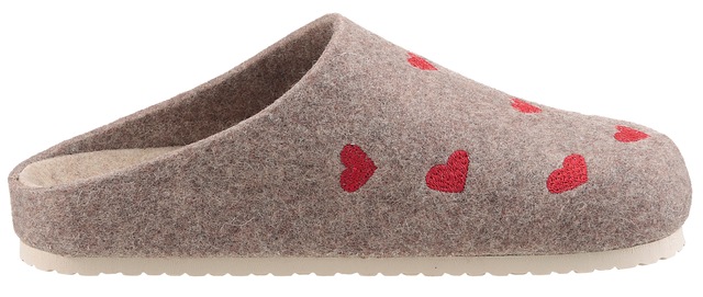 Aniston SHOES Clog Hausschuh, Homeslipper mit Herzchen-Stickerei
