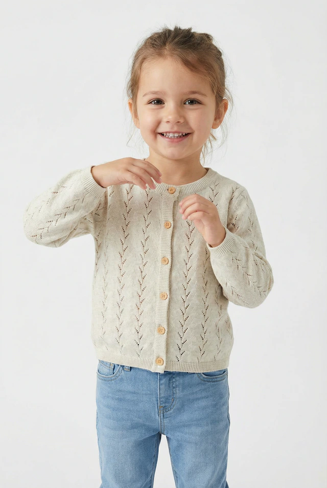 Name It Strickjacke »NMFBANNI für Mädchen mit Ajour-Strick und Rippbündchen« unifarben, casual, regular fit, Baumwolle, Rundhals