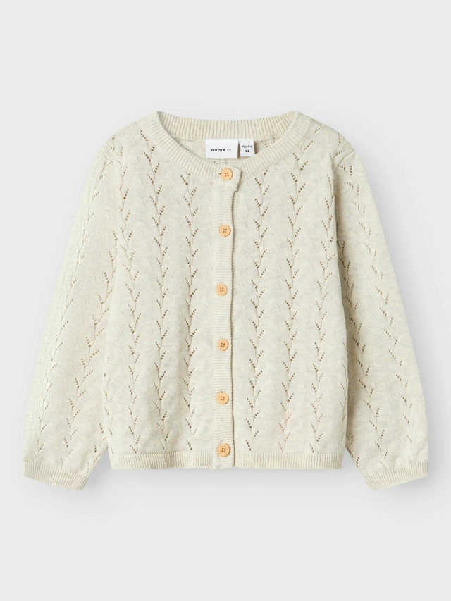 Name It Strickjacke »NMFBANNI für Mädchen mit Ajour-Strick und Rippbündchen« unifarben, casual, regular fit, Baumwolle, Rundhals