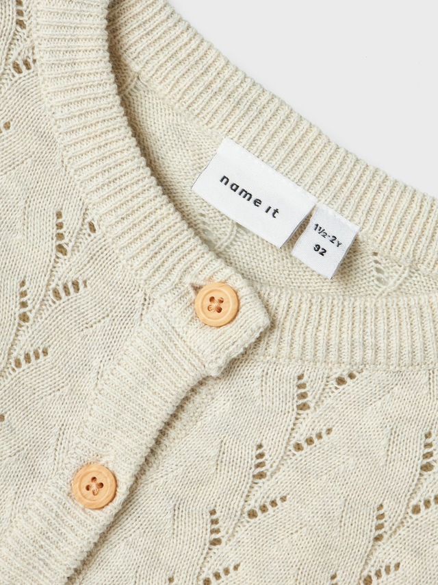 Name It Strickjacke »NMFBANNI für Mädchen mit Ajour-Strick und Rippbündchen« unifarben, casual, regular fit, Baumwolle, Rundhals